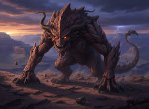 the image of a terrifying beast lurking in the grand canyon
